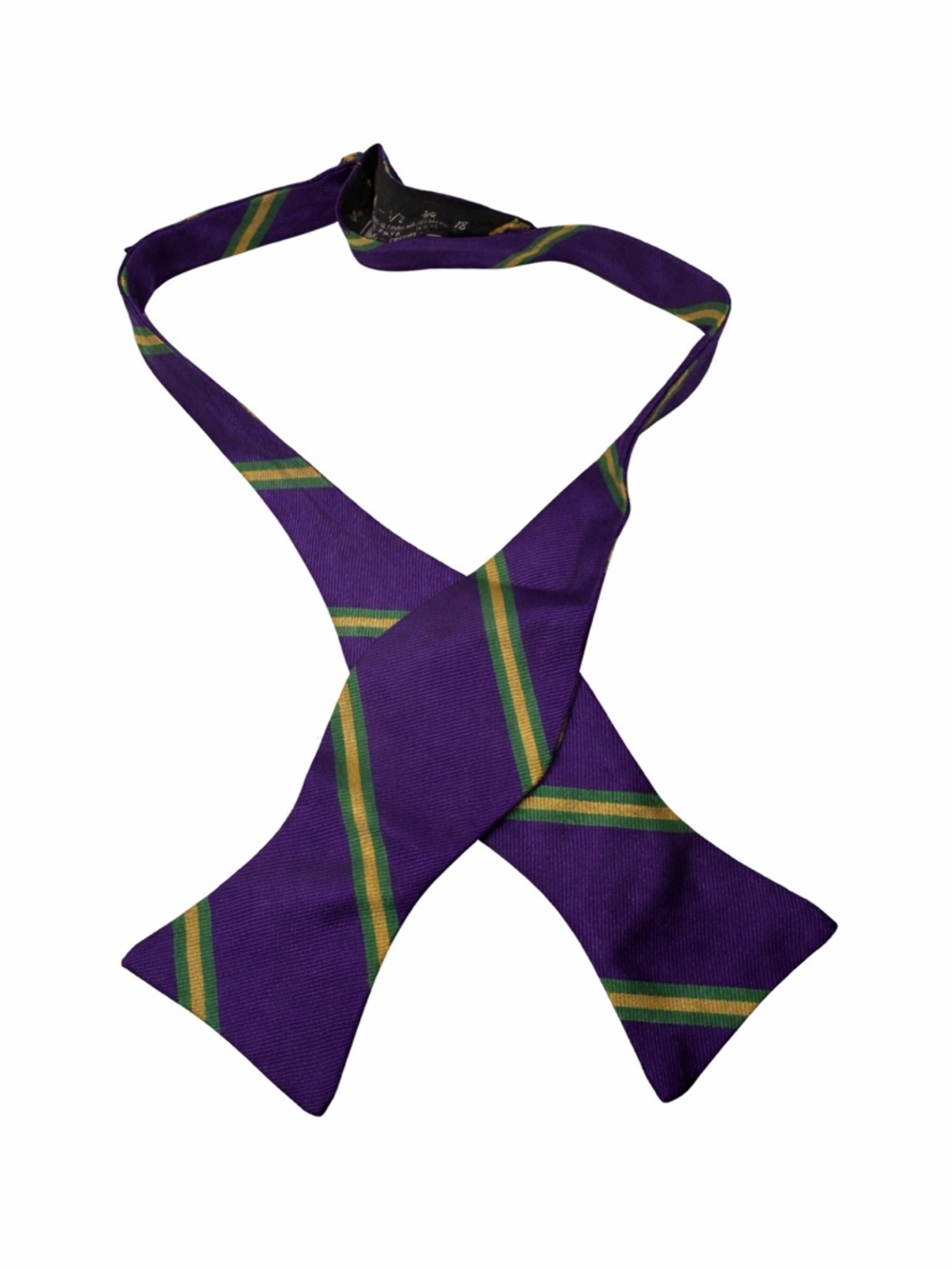 J Crew Mens Purple Bow Tie Striped 100% Silk Adjustable USA Made Loud Bright